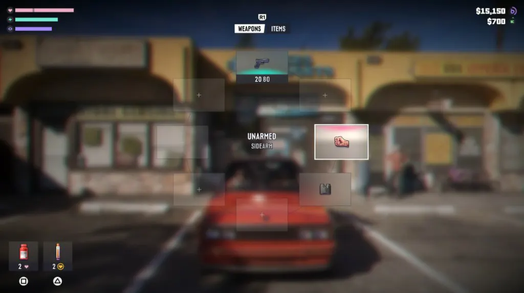 GTA 6: ruota armi con pistola, pugni e giubbotto