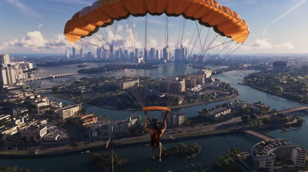 GTA 6: paracadutismo sulla skyline di Vice City