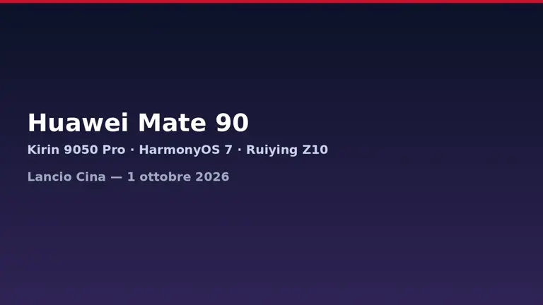 Huawei Mate 90: Kirin 9050 Pro, HarmonyOS 7 e camera Ruiying Z10