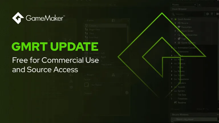 GameMaker rende gratuito il runtime GMRT per i giochi commerciali nel 2027