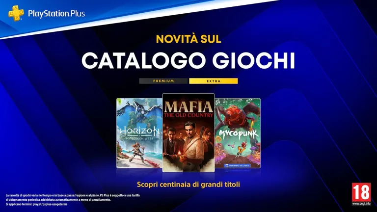 PS Plus Extra e Premium a ottobre: Mafia, Horizon Forbidden West e Mycopunk